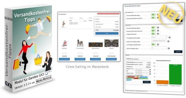 Neue Erweiterung Versandkostenfrei-Tipps für höhere Bestellsummen in Gambio-Onlineshops verfügbar