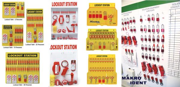 Aufbewahrung für Lockout-Tagout: Tafeln und Stationen mit Zubehör