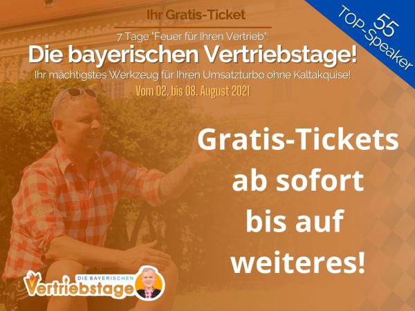 "Die bayerischen Vertriebstage": Eintrittskarten jetzt gratis im Wert von 97 Euro verfügbar!