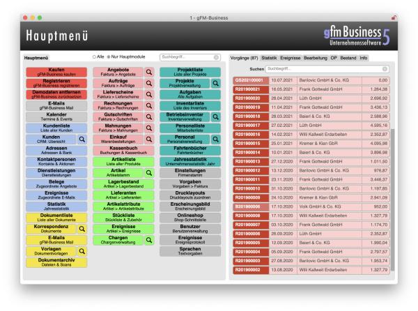 gFM-Business 5.5 ERP-Software mit Aufgaben-Modul und weiteren Funktionen