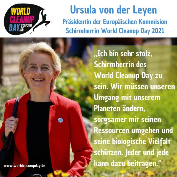 EU-Kommissionspräsidentin übernimmt Schirmherrschaft für den World Cleanup Day 2021