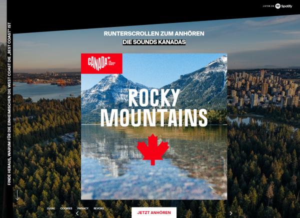 Kanadas beste Abenteuer und die Top-Musik der Städte jetzt bei Spotify 