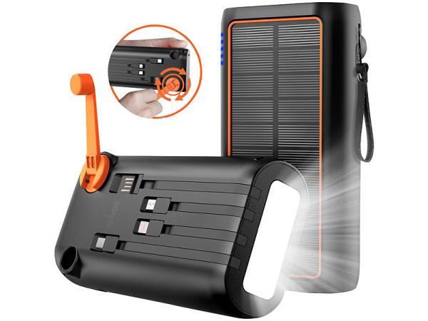 revolt Kurbel-Dynamo-Solar-Powerbank PB-200.k