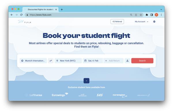 Neuigkeiten zum Jahresstart 2023:    Flyla.com gewinnt weitere Airline Partner für exklusive Studi- und Jugendtarife und launcht neues Design