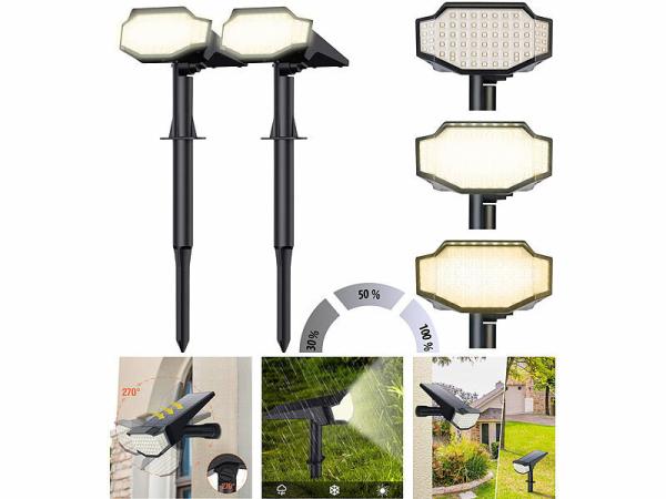 Luminea High-Power-Solar-LED-Gartenspots, 650 lm, IP65