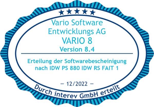 Prüfung bestanden: Die VARIO Software erhält IDW-PS-880-Zertifizierung