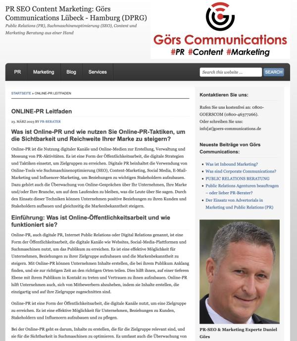 ONLINE-PR Leitfaden der PR-SEO Beratung Görs Communications