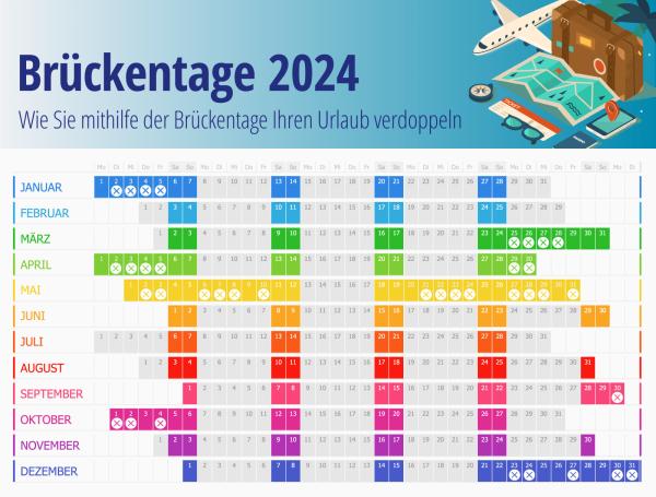 Brückentage 2024: So verdoppeln Sie Ihren Urlaub!