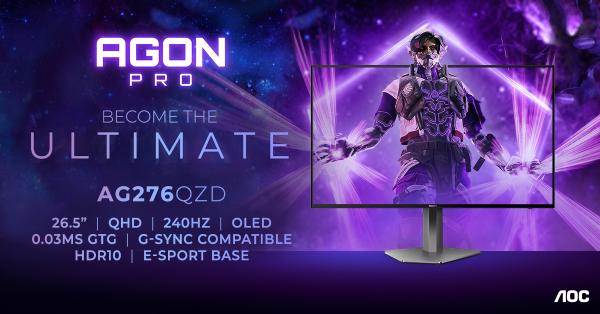 AGON by AOC präsentiert OLED Gaming-Monitor AGON PRO AG276QZD mit 67,3 cm (26,5") und 240 Hz