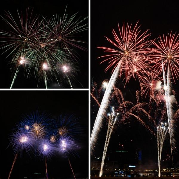 Abschlussfeuerwerk bei der "Größten Kirmes am Rhein"