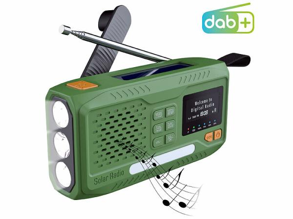 infactory Mobiles DAB+-Kurbelradio SOL-1550 mit EWF