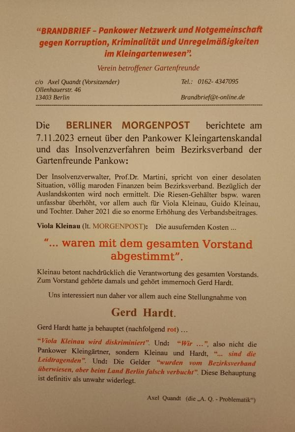 Viola Kleinau (lt. MORGENPOST):    Die ausufernden Kosten ...  "… waren mit dem gesamten Vorstand abgestimmt".