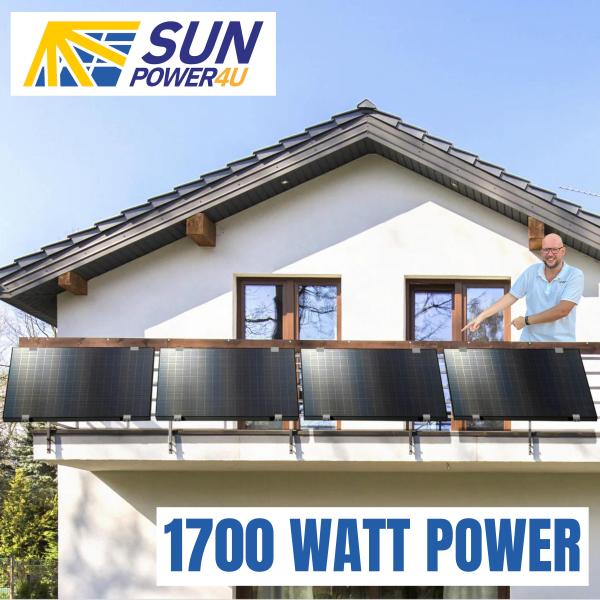 Balkonkraftwerk von SUNPOWER4U mit satten 1700W Leistung!