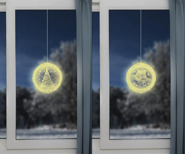 Lunartec Weihnachtliches Fenster-Licht mit Glocken- oder Tannenbaum-Motiv