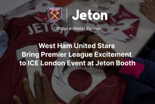 Die Stars von West Ham United sorgen auf der ICE London-Gaming-Messe für Premier League-Stimmung am Stand von Jeton