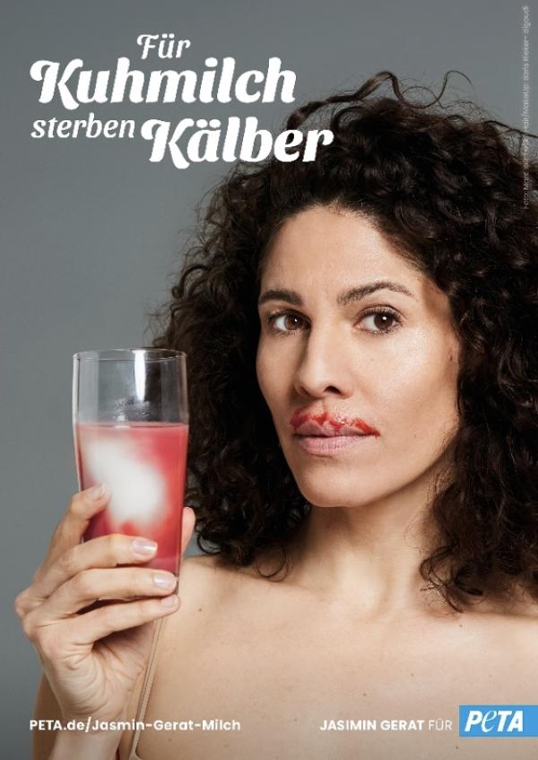 Jasmin Gerat zeigt sich mit provokantem Motiv: Schauspielerin unterstützt PETA-Kampagne gegen Milch