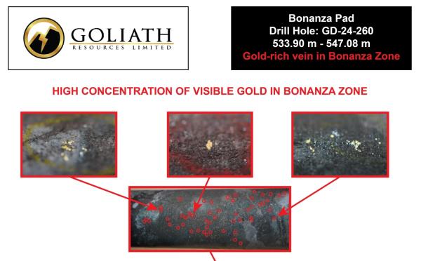 Goliath Resources meldet bislang höchste Konzentration sichtbaren Goldes von Golddigger!