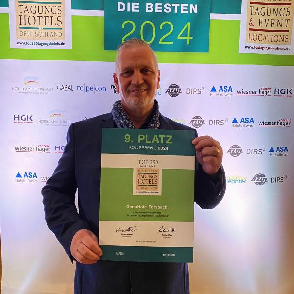 GenoHotel Forsbach als eines der besten Tagungshotels 2024/2025 in Deutschland ausgezeichnet