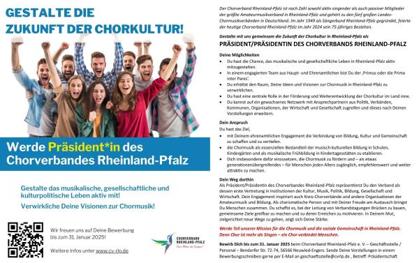 Chorverband Rheinland-Pfalz sucht eine Führungspersönlichkeit