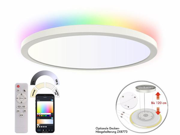 Luminea Home Control Super Slim WLAN-CCT-LED-Deckenlampe SPL-240.app