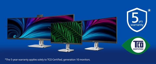 5 Jahre Garantie auf Philips Monitore mit TCO Certified, generation 10