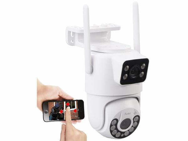7links Dual-Objektiv-IP-Außen-Kamera IPC-545.duo, 2x 2K, 3MP, Pan-Tilt, 360°, WLAN, www.pearl.de 7links Dual-Objektiv-IP-Außen-Kamera IPC-545.duo