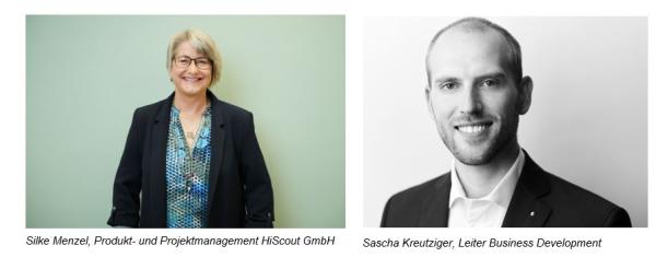 Silke Menzel, Produkt- und Projektmanagement HiScout GmbH und Sascha Kreutziger, Leiter Business Dev HiScout auf dem 16. Netzwerktreffen für Krisen- und Notfallmanager