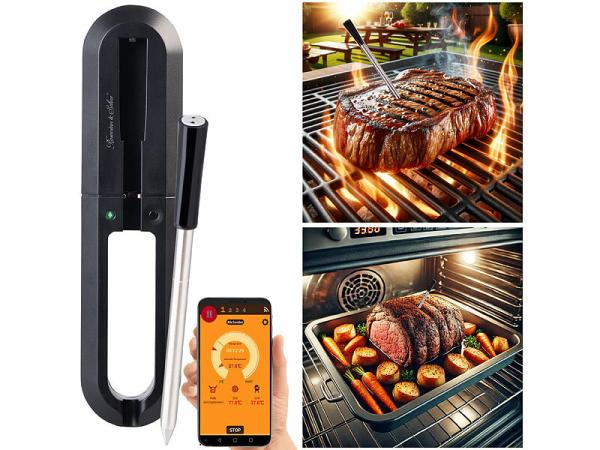 Rosenstein & Söhne Kabelloses Braten- und Fleischthermometer für Grill oder Ofen, App, www.pearl.de Rosenstein & Söhne Kabelloses Braten- und Fleischthermometer für Grill oder Ofen