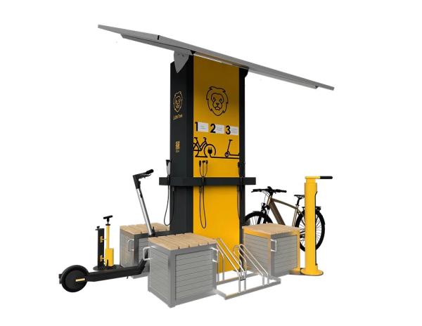 Lion Rack - Die smarte Solarstation für schmale Flächen ONgineer erweitert das Portfolio für autarke Mikromobilität: