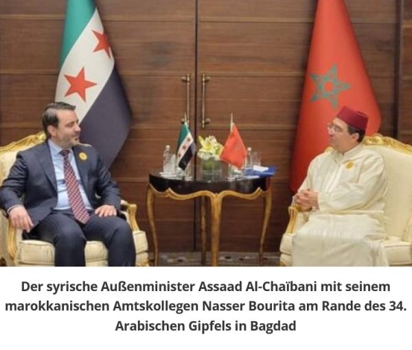 Syrien bedankt sich bei König Mohammed VI. für die Wiedereröffnung der marokkanischen Botschaft in Damaskus