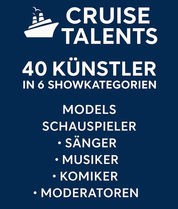 Cruise Talents wächst - 40 Künstler in 6 Showkategorien