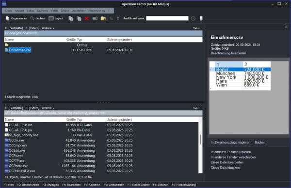 Dateimanager "Operation Center 2025 Premium" Operation Center 2025 Premium ist erschienen