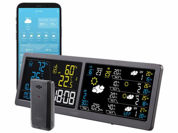 infactory WLAN-Funk-Wetterstation mit Widescreen-VA-Display FWS-750, Außensensor, App, www.pearl.de infactory WLAN-Funk-Wetterstation mit Widescreen-VA-Display FWS-750