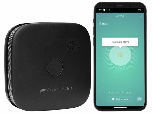 VisorTech Kompakter WLAN-Design-Rauchwarnmelder RWM-190.app mit weltweiter App, www.pearl.de VisorTech Kompakter WLAN-Design-Rauchwarnmelder RWM-190.app