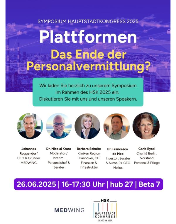 Plattformen, KI und Personalvermittlung: MEDWING initiiert Branchendebatte beim Hauptstadtkongress 2025