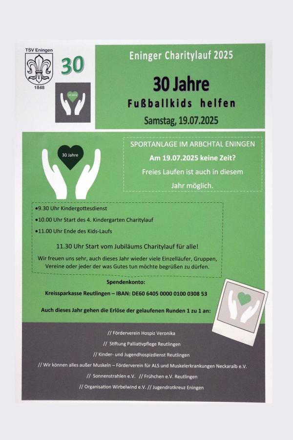 "30 Jahre" Jubilaeums-Charitylauf der Fussballabteilung des TSV Eningen 2025