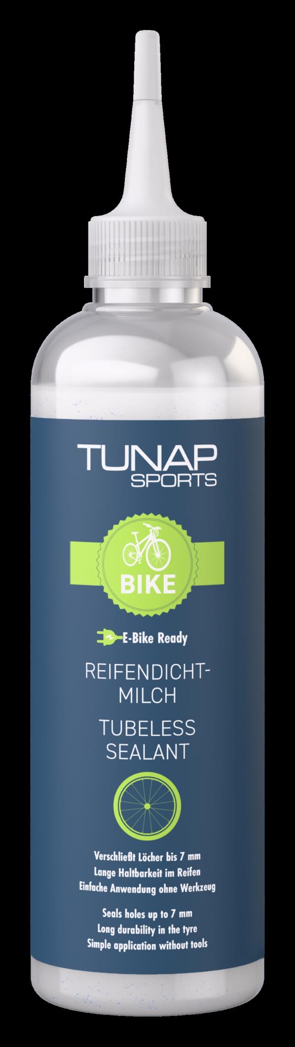 Die neue Reifendichtmilch von Tunap Sports dichtet Löcher bis zu 7 mm sekundenschnell ab. Tunap Sports geht mit leistungsstarker Reifendichtmilch ins Rennen