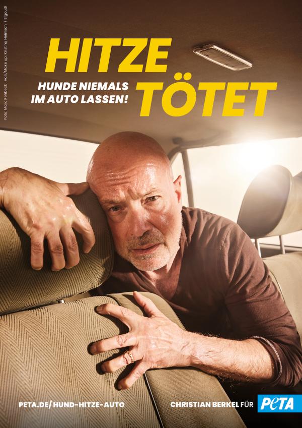 Christian Berkel für PETA Christian Berkel kommt für Hunde ins Schwitzen: Neues PETA-Motiv zeigt Schauspieler in lebensgefährlicher Hitzefalle