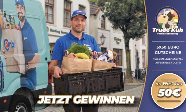 "Trude Kuh" Vereinsförderung verlost 5x50 Euro Gutschein für Combi.de 5 x 50 Euro Gutscheine für den Combi Lebensmittel-Lieferdienst