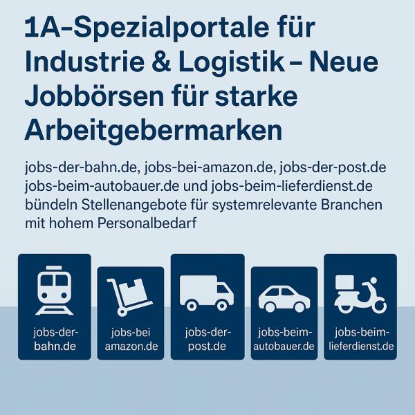 1A-Spezialportale für Industrie & Logistik – Neue Jobbörsen für starke Arbeitgebermarken Jobportale für Industrie & Logistik - 1A-Spezialportale