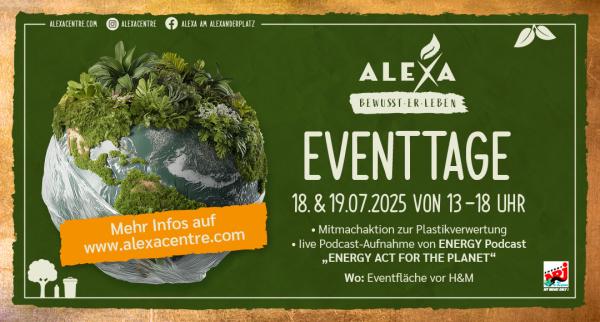 Die „BEWUSST (ER) LEBEN“-Eventtage im ALEXA laden zum Mitmachen ein. "BEWUSST (ER) LEBEN": Aktionswochen im ALEXA laden zum Mitmachen ein