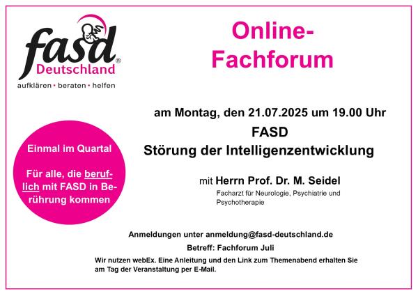 Hinweis auf das Fachforum und Anmeldung für den 21.07.2025 FASD? Jede Frau sollte unbedingt wissen was das bedeutet!