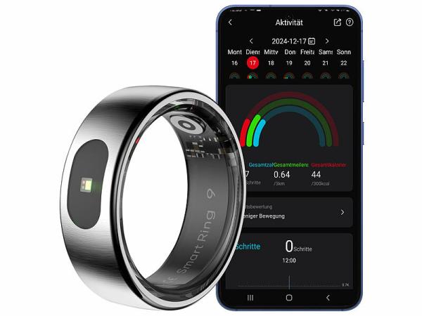 newgen medicals Fitnesstracker-Ringe FRI-101, Touch-Bedienung, Herzfrequenz, SpO2, www.pearl.de newgen medicals Fitnesstracker-Ringe FRI-101