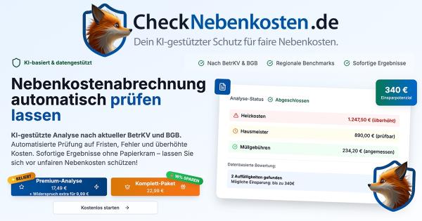 Nebenkosten prüfen per KI - einfach, schnell und sicher