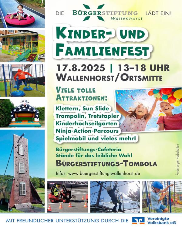 Kinder- und Familienfest am Sonntag, 17. August 2025 von 13 bis 18 Uhr