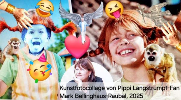 Kunstfotocollage von Mark Bellinghaus-Raubal zeigt den kleinen Sigi als Lausbub u. als Pippi Langstrumpf, zugleich Pippi Langstrumpf ist mein absolutes Vorbild! - Eine Anekdote von Mark Bellinghaus-Raubal