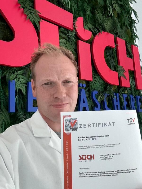 Servitex-Wäscherei Stich integriert ISO 50001 - Hotellerie profitiert von zertifizierter Energieeffizienz