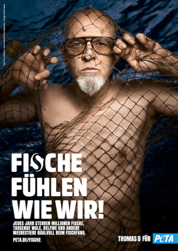 Thomas D für PETA Thomas D präsentiert neues PETA-Motiv: "Fische fühlen wie wir!"