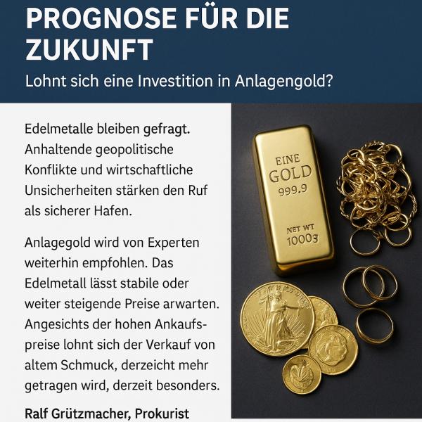 Edelmetalle: Prognose für die Zukunft - Lohnt sich eine Investition in Anlagengold?