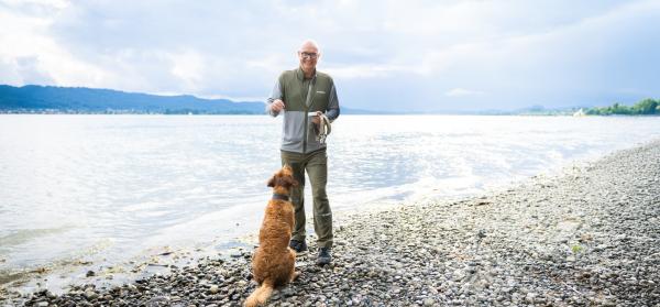 Frank Buschmann mit Pebbles zu Besuch am Bodensee Frank Buschmann wird Markenbotschafter für Lakefields